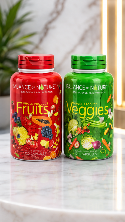 Balance of Nature Whole Produce Fruits & Veggies Bundle | 90 Capsules Each | Natural Fruit & Vegetable Supplement