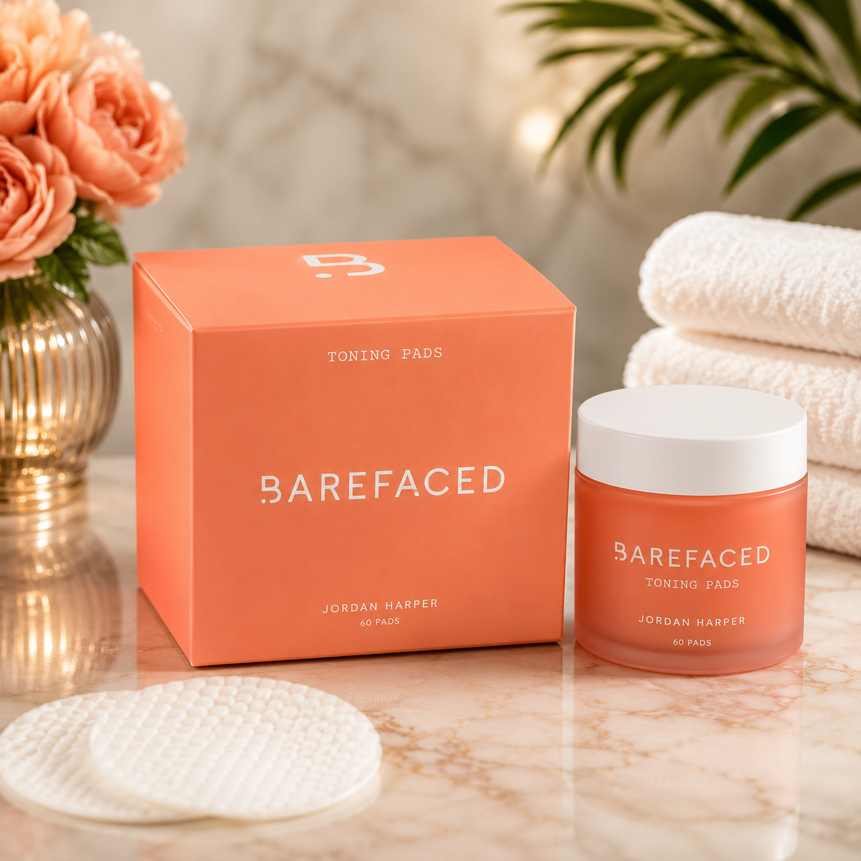 Barefaced Toning Pads by Jordan Harper 60 Pads Facial Exfoliating